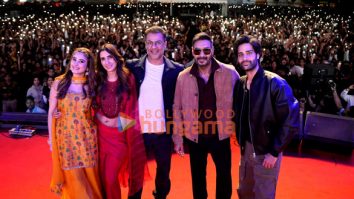 Photos: Ajay Devgn, Abhishek Kapoor, Pragya Kapoor, Aaman Devgan and Rasha Thadani launch title track of Azaad in Bhubaneswar