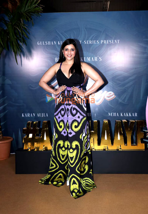 photos mannara chopra bhushan kumar and others grace the launch of music video aaye haaye 1