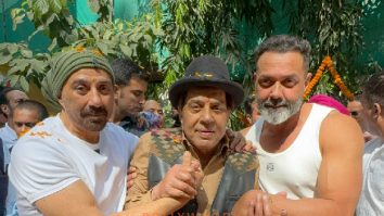 Photos: Sunny Deol and Bobby Deol celebrate father Dharmendra’s 89th birthday at his residence