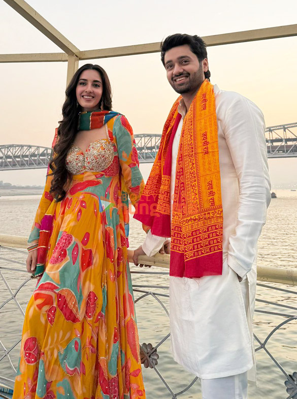 photos utkarsh sharma and simratt kaur randhawa snapped at ganga ghat in banaras while promoting their movie vanvaas 4