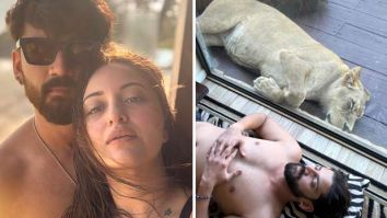 Sonakshi Sinha gets a wakeup call from a lion; Zaheer Iqbal shares video of him ordering the lion