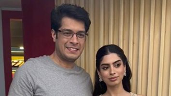 Junaid Khan and Khushi Kapoor posing together for the paps