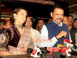 Photos: Kangana Ranaut and Chief Minister Devendra Fadnavis attend the special screening of Emergency