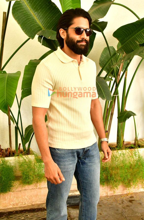 photos naga chaitanya snapped during thandel promotions 2