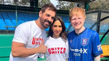John Abraham and Priya Runchal pose with Ed Sheeran; attend his Shillong concert