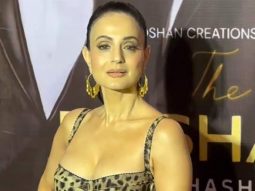 Ameesha Patel in a bold leopard print dress