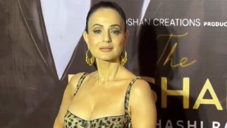 Ameesha Patel in a bold leopard print dress