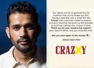 Sohum Shah expresses gratitude for audience love as Crazxy soars: “Thank you for your unwavering support, your staunch belief, and your boundles love”