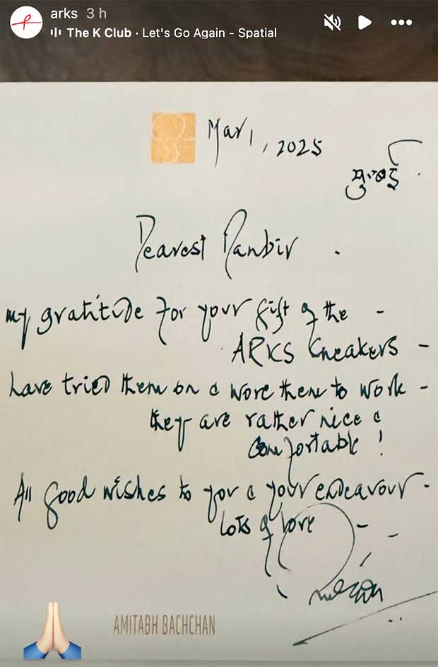 Amitabh Bachchan sends love to Ranbir Kapoor on ARKS launch, thanks him for “nice and comfortable” sneakers