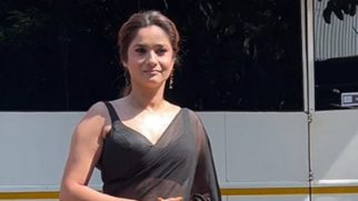 Ankita Lokhande glows in her black saffron saree