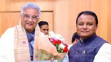 Boney Kapoor and Arjun Kapoor meet Odisha CM Mohan Charan Majhi during Celebrity Cricket League