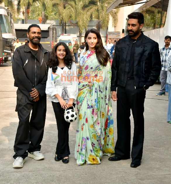 photos abhishek bachchan nora fatehi and remo dsouza snapped promoting be happy 4