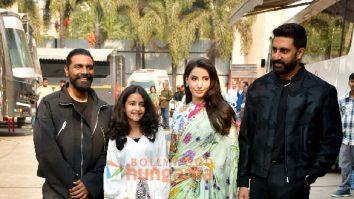 Photos: Abhishek Bachchan, Nora Fatehi and Remo D’Souza snapped promoting Be Happy
