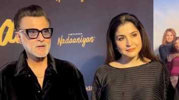 Sanjay Kapoor poses with wife Maheep & son at Nadaaniyan screening