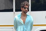 Samarth Jurel papped in an ocean blue shirt