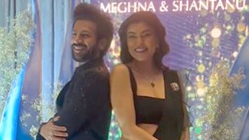 Bigg Boss 18 winner Karan Mehra and Sushmita Sen pose together at a sangeet event