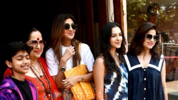 Photos: Shilpa Shetty snapped with family at Bastian in Bandra