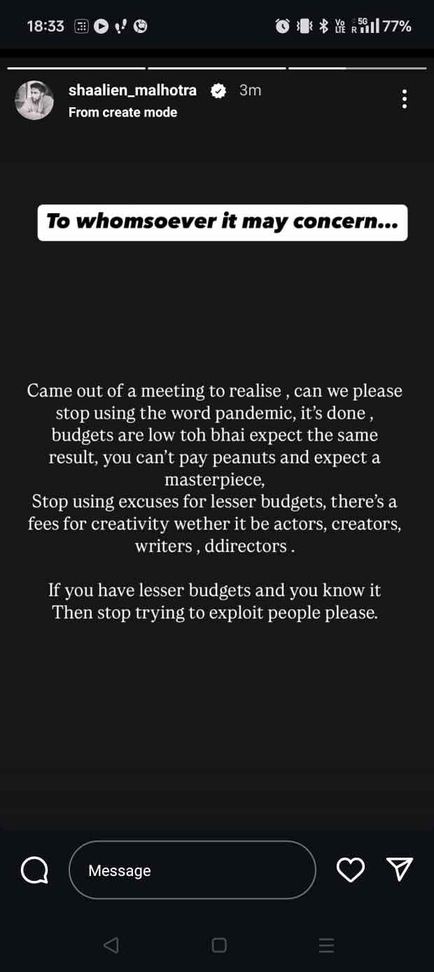 शालीन मल्होत्रा ने क्रिप्टिक पोस्ट में उद्योग शोषण को बुलाया