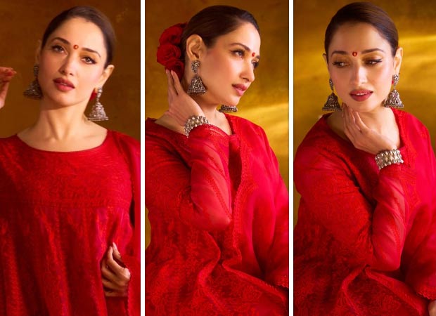 Tamannaah Bhatia stuns in Rs 1.59 lakh Torani anarkali with intricate Aari embroidery at Odela 2 trailer launch