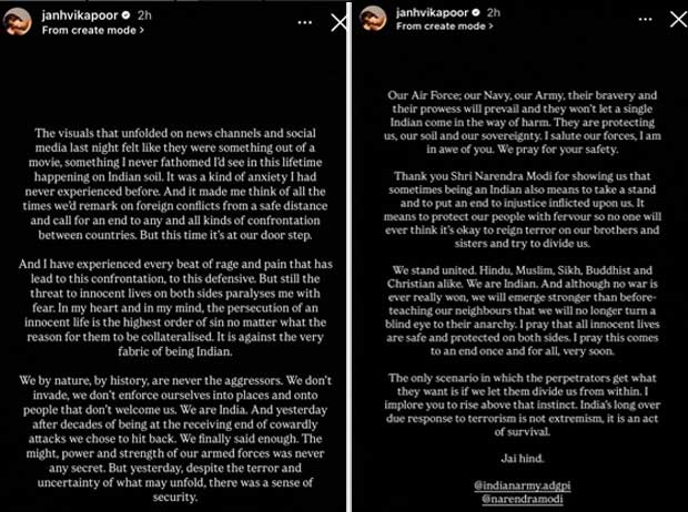 Janhvi Kapoor backs Operation Sindoor; says India’s response to terrorism is an ‘act of survival not extremism’