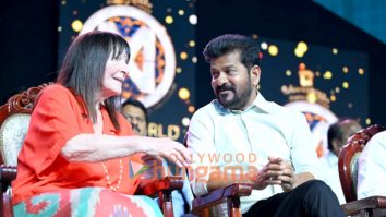 Photos: Julia Morley and Telangana CM Revanth Reddy launch the 72nd Miss World Festival at the Gachibowli Indoor Stadium in Hyderabad