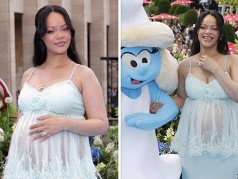 Rihanna turns heads in ice-blue gown at The Smurfs premiere, flaunts baby bump Rihanna turns heads in ice-blue gown at The Smurfs premiere, flaunts baby bump