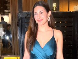 Amyra Dastur in a teal satin jumpsuit looks fab