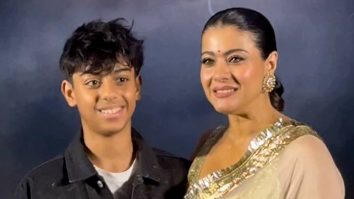 Kajol in a beautiful golden saree spotted with son yug