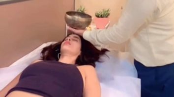 Mallika Sherawat practicing sound healing & acupuncture