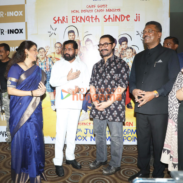 photos aamir khan deputy chief minister eknath shinde shaina nc and other snapped during a special screening of sitaare zameen pa