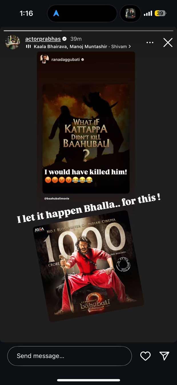 Rana Daggubati drops bombshell as he says, “If not Kattappa, I’d kill Bahubali!”; Prabhas agrees but with a twist