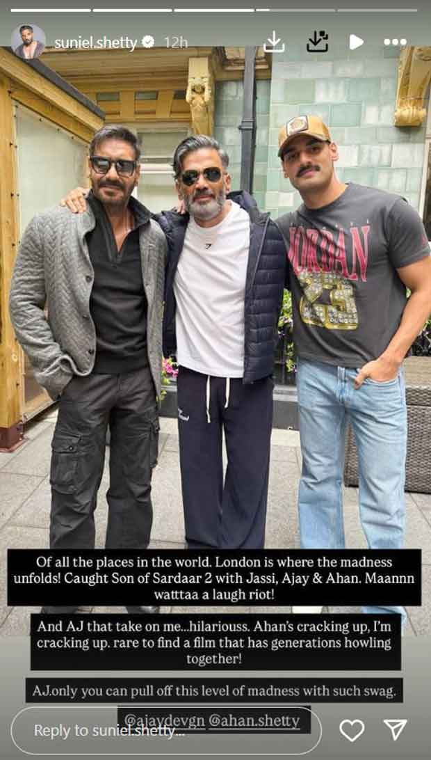 Suniel Shetty meets Ajay Devgn in London, calls Son of Sardaar 2 "A laugh riot"