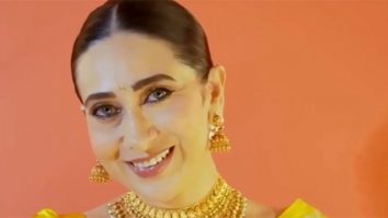 Karishma Kapoor in an dazzling gold saree