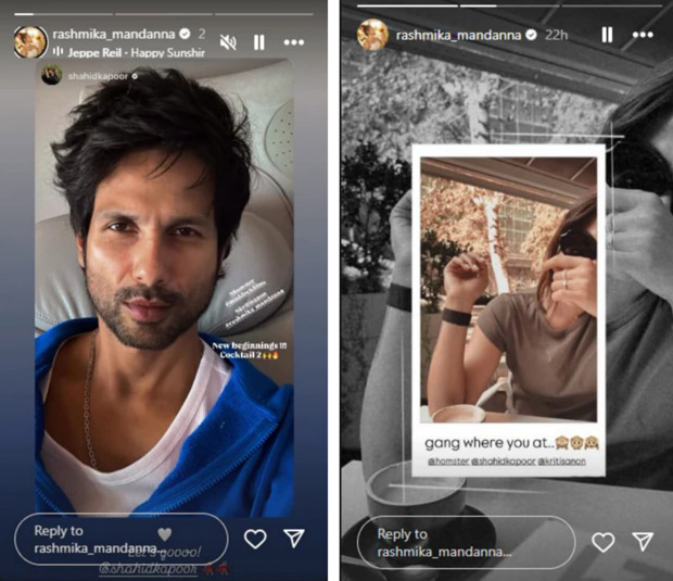 Rashmika Mandanna confirmó el cóctel 2 con Shaheed Kapoor y Room Sanon en la última publicación en las redes sociales