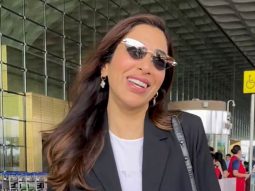 Sophie Choudry in a chirpy mood at the airport