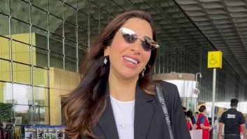 Sophie Choudry in a chirpy mood at the airport