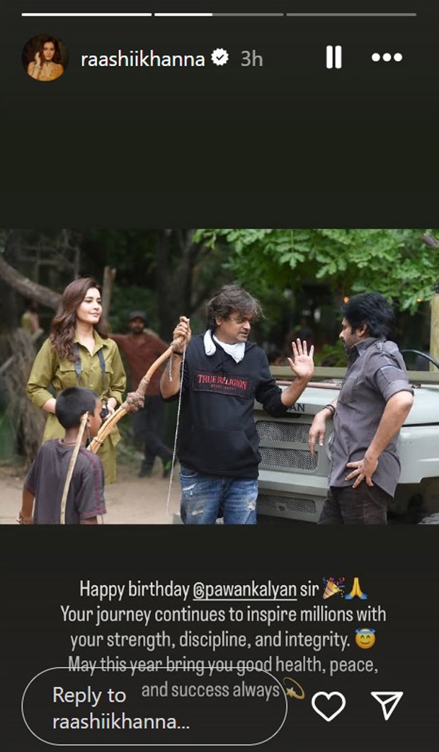 Raashii Khanna celebrates Pawan Kalyan’s birthday with heartfelt BTS wish