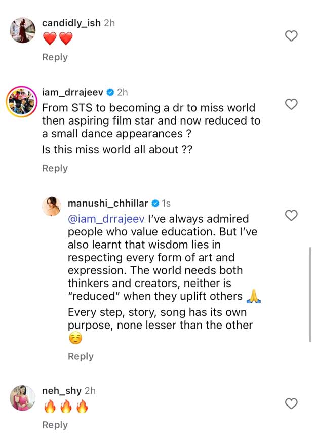 मानुषी छिल्लर ने ऑनलाइन आलोचना पर अपनी प्रतिक्रिया से दिल जीत लिया 