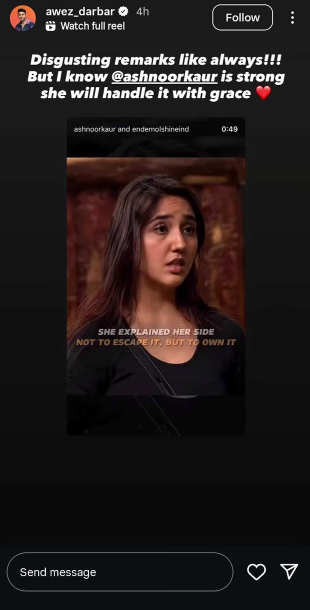 Bigg Boss 19: Awez Darbar slams body-shaming remarks on Aashnoor Kaur; says, “She will handle it with grace”