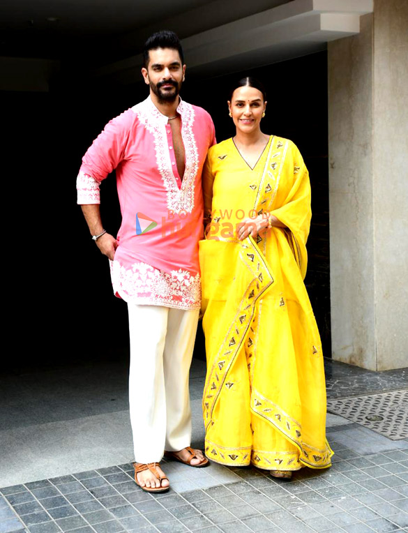 photos neha dhupia and angad bedi snapped at dharma productions office to celebrate diwali 5