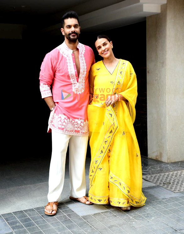 photos neha dhupia and angad bedi snapped at dharma productions office to celebrate diwali 6