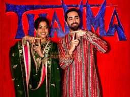 Photos: Rashmika Mandanna, Ayushmann Khurrana and others snapped promoting Thamma in Mumbai