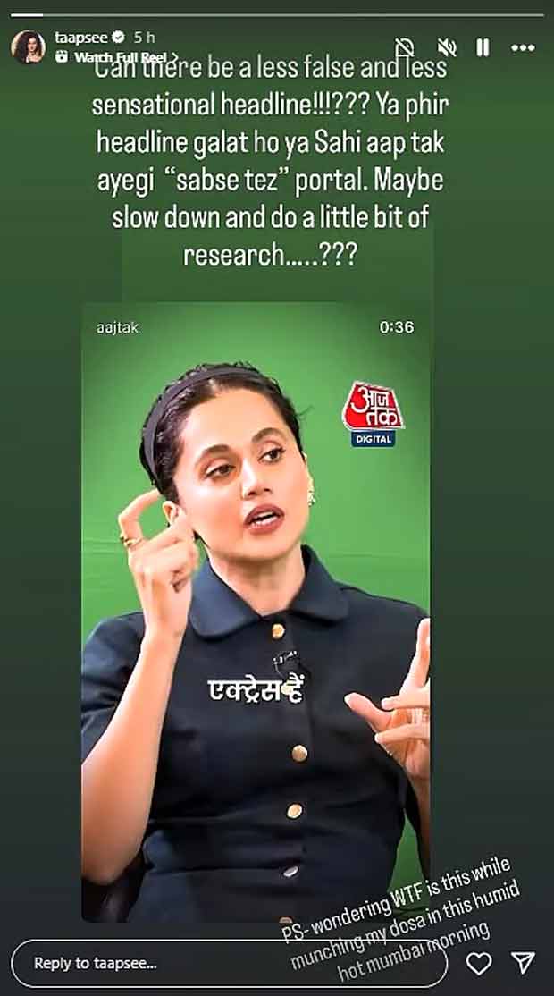 Taapsee Pannu REACTS sharply to reports claiming she has shifted to Denmark: “WTF is this”