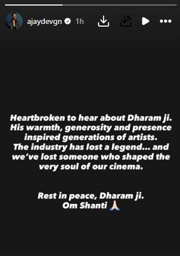 “Heartbroken” Ajay Devgn joins industry in mourning Dharmendra: “Legend we can never replace”