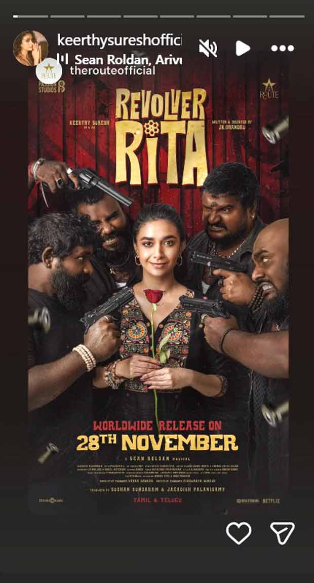Keerthy Suresh drops fiery new Revolver Rita poster; crime-comedy gears up for a grand November release
