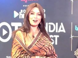 Mahima Choudhary in a lepeard print saree at Bollywood Hungama’s OTT India Fest 2025