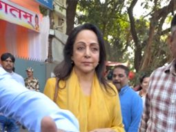 Hema Malini flashes a warm smile while proudly showing her inked finger