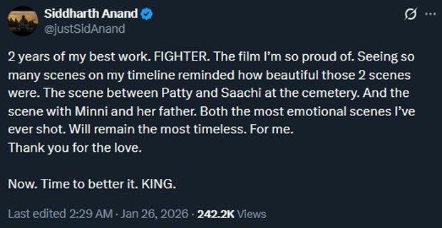 सिद्धार्थ आनंद ने फाइटर की दूसरी सालगिरह पोस्ट में शाहरुख खान की किंग के साथ