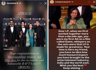 “Proud”: Karan Johar leads Industry cheers as Boong Wins BAFTA, Kangana Ranaut says Director was “Made for Greatness”