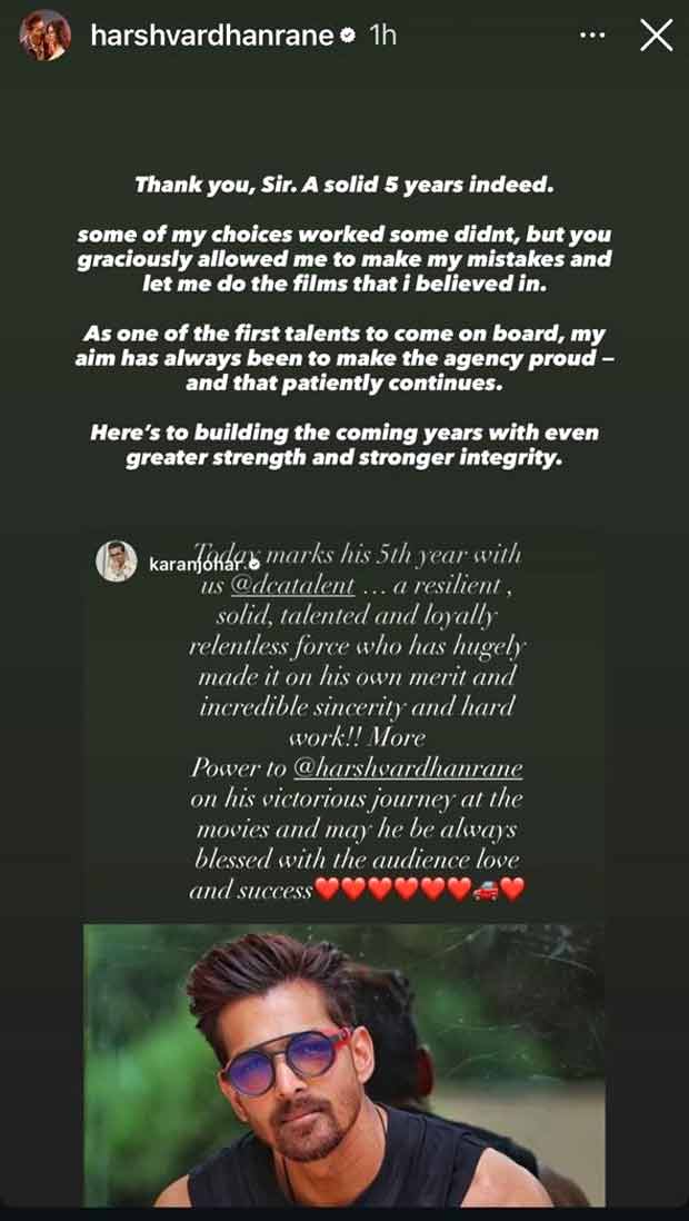 धर्मा की टैलेंट एजेंसी के साथ 5 साल पूरे करने पर करण जौहर ने हर्षवर्द्धन राणे को